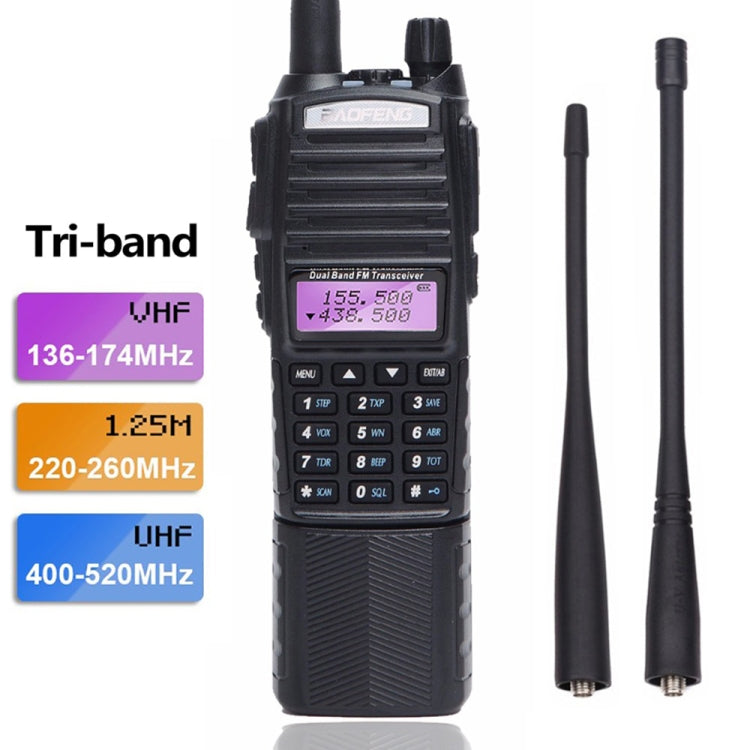 BaoFeng UV-82T Tri-Band Two-Way Radio Dual Antenna Handheld Walkie Talkie, EU Plug - free shipping - PMC TechLife - Order now!
