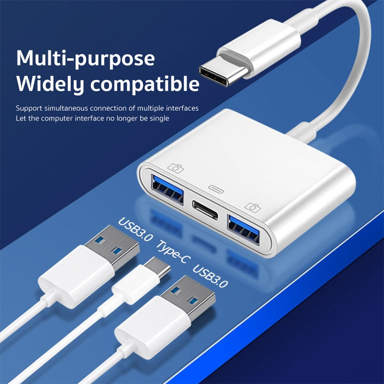 S-202 3 in 1 USB-C / Type-C Male to Type-C + 2 x USB Female Camera Adapter - Converter & Adapter by PMC Jewellery | Online Shopping South Africa | PMC Jewellery | Buy Now Pay Later Mobicred