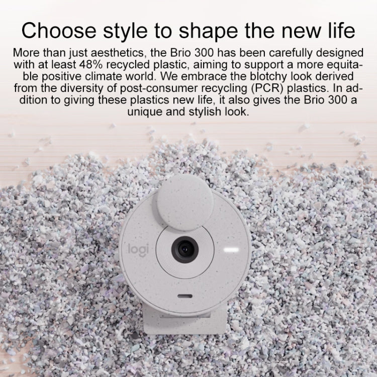 Logitech Brio 300 2MP 1080P Full HD IP Camera with Noise Reduction Microphone (White) - free shipping - PMC Jewellery - Order now!