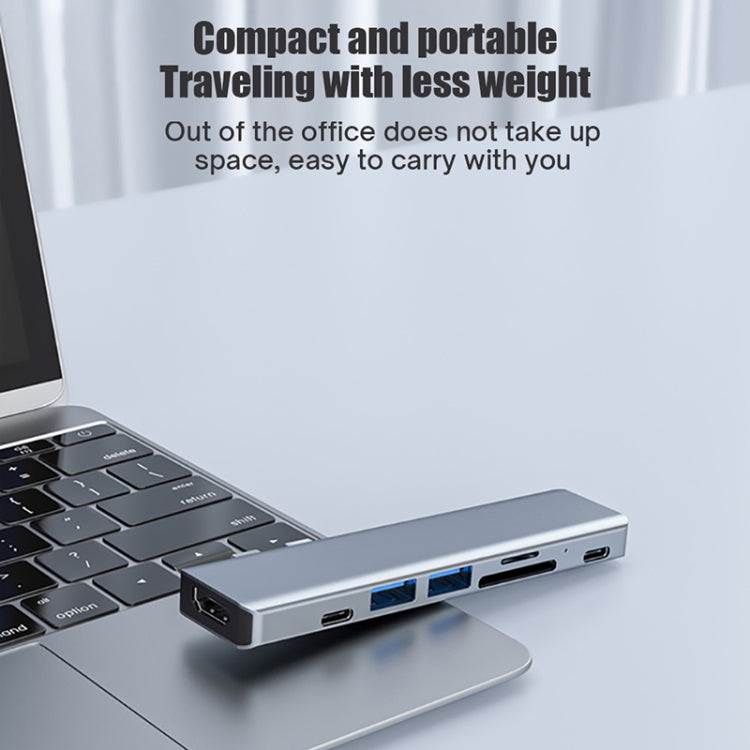 BYL-2101 7 in 1 Dual USB-C / Type-C to USB Docking Station HUB Adapter (Silver) - free shipping - PMC Jewellery - Order now!