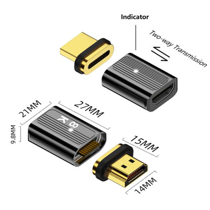 8K 60Hz HDMI Male to HDMI Female Magnetic Adapter (Gun Metal) - Adapter by PMC Jewellery | Online Shopping South Africa | PMC Jewellery | Buy Now Pay Later Mobicred