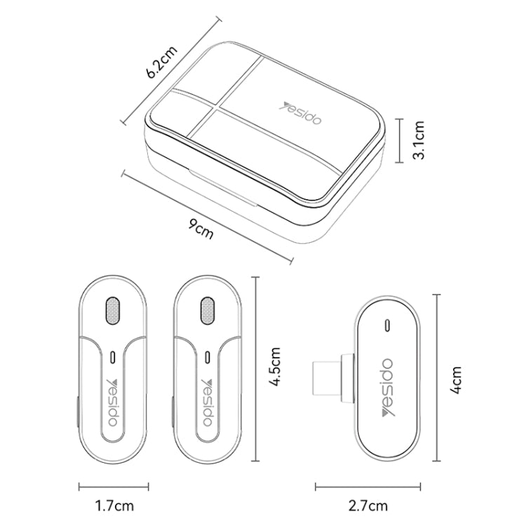 YESIDO KR16 2 in 1 Wireless Lavalier Microphone 8 Pin Receiver with Charging Box - Microphone by Yesido | Online Shopping South Africa | PMC TechLife | Buy Now Pay Later Mobicred