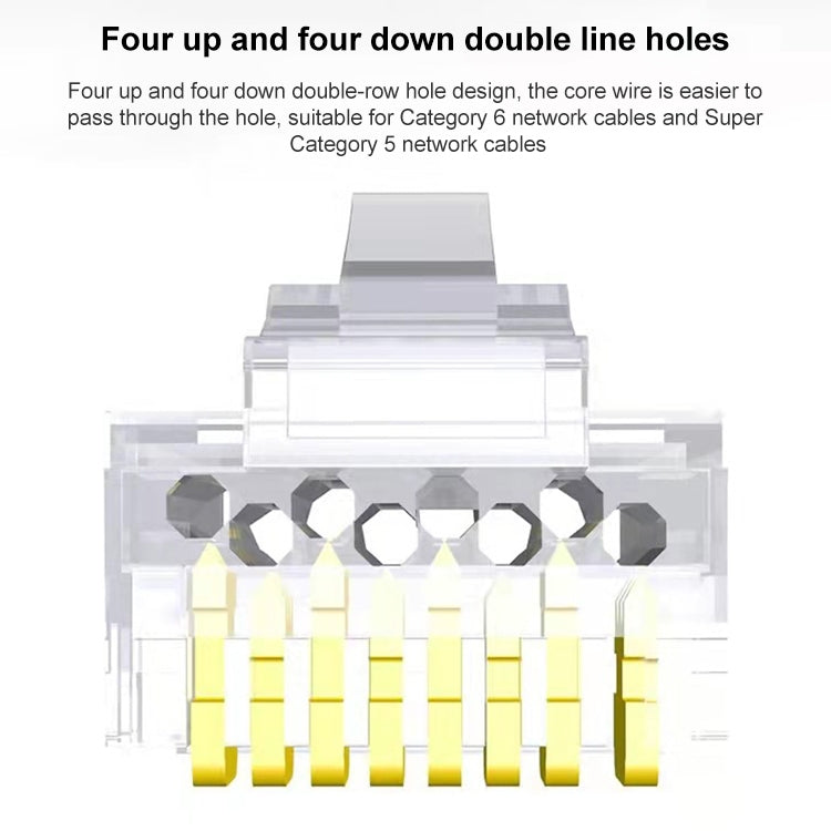 100pcs /Pack Cat5e RJ45 Connector Unshielded Pass Through Modular Plug, Gold: 3u - Lan Cable and Tools by PMC TechLife | Online Shopping South Africa | PMC TechLife | Buy Now Pay Later Mobicred