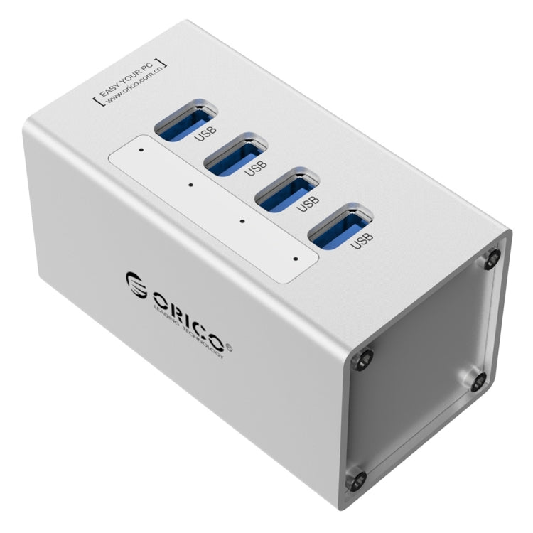 ORICO A3H4 Aluminum High Speed 4 Ports USB 3.0 HUB with 12V/2.5A Power Supply for Laptops(Silver) - free shipping - PMC TechLife - Order now!