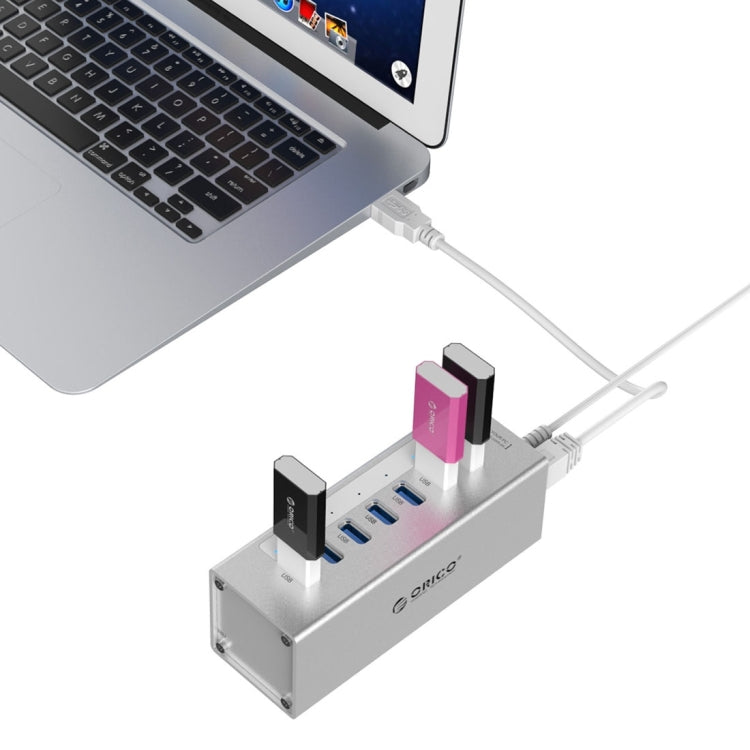 ORICO A3H7 Aluminum High Speed 7 Ports USB 3.0 HUB with 12V/2.5A Power Supply for Laptops(Silver) - free shipping - PMC TechLife - Order now!