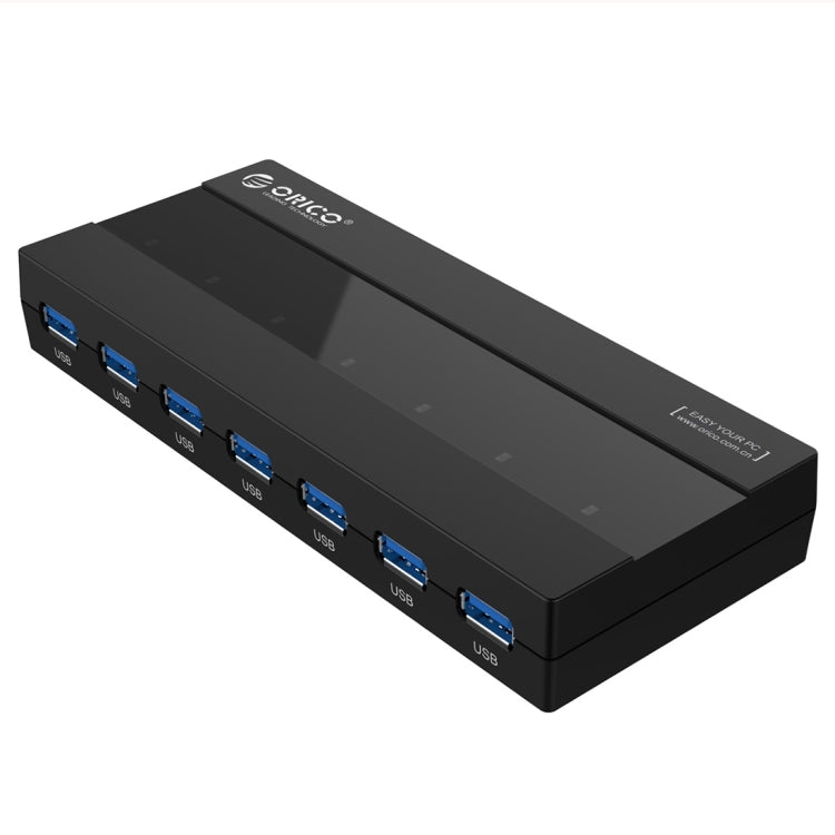 ORICO H727RK-U3 ABS High Speed 7 Ports USB 3.0 HUB with 12V Power Adapter for Laptops / Smartphones(Black) - USB 3.0 HUB by ORICO | Online Shopping South Africa | PMC Jewellery | Buy Now Pay Later Mobicred