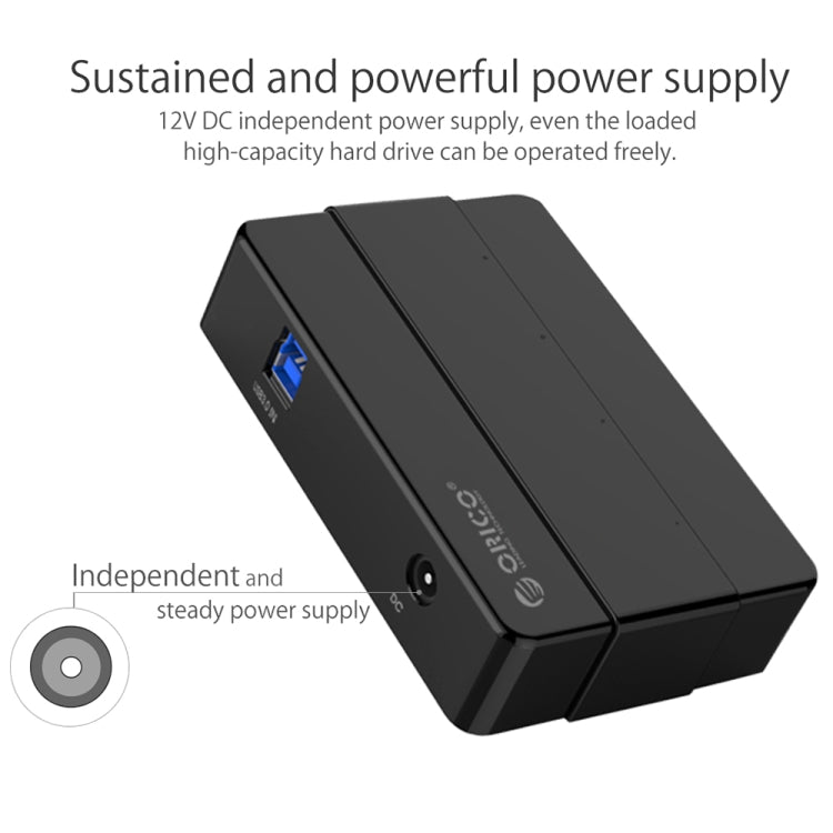 ORICO H4928-U3 ABS High Speed 4 Ports USB 3.0 HUB with 12V Power Adapter for Smartphones / Tablets(Black) - free shipping - PMC TechLife - Order now!