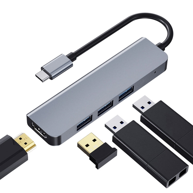 2008N 4 In 1 USB 3.0 x3 + HDMI Multi-function Intelligent Type-C / USB-C HUB Docking Station - USB HUB by PMC Jewellery | Online Shopping South Africa | PMC Jewellery | Buy Now Pay Later Mobicred