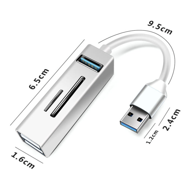 15101 5 in 1 USB3.0 to 3 x USB + SD / TF Card Reader HUB Adapter (Blue) - USB 3.0 HUB by PMC TechLife | Online Shopping South Africa | PMC TechLife | Buy Now Pay Later Mobicred