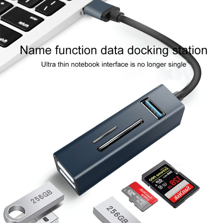 15101 5 in 1 USB3.0 to 3 x USB + SD / TF Card Reader HUB Adapter (Silver) - USB 3.0 HUB by PMC TechLife | Online Shopping South Africa | PMC TechLife | Buy Now Pay Later Mobicred