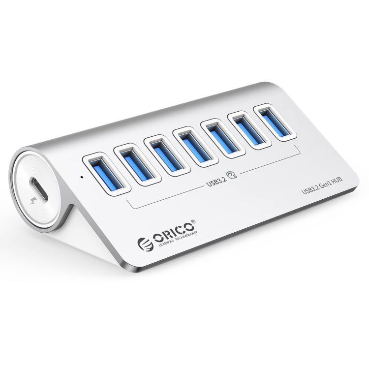 ORICO M3U7 Aluminum Alloy 7-Port USB 3.2 Gen1 5Gbps HUB with 0.5m Cable(Silver) - USB 3.0 HUB by ORICO | Online Shopping South Africa | PMC Jewellery | Buy Now Pay Later Mobicred