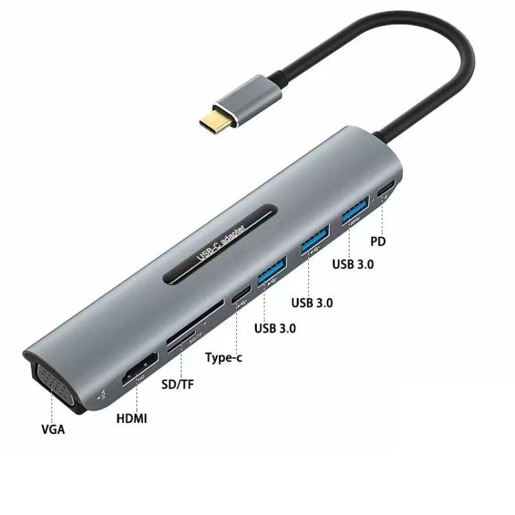 V216 9 in 1 USB-C / Type-C to PD + 3 x USB 3.0 + USB-C / Type-C + SD + TF + HDMI + VGA HUB Adapter - USB HUB by PMC Jewellery | Online Shopping South Africa | PMC Jewellery | Buy Now Pay Later Mobicred