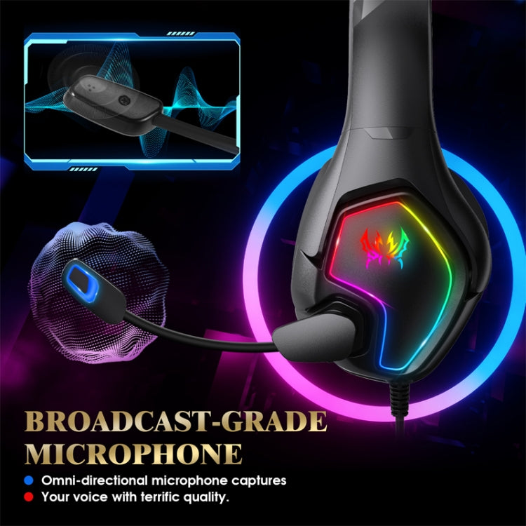 KOTION EACH G3000 3.5mm & USB Plug Stereo RGB Light Gaming Headset with Omni-directional Mic, Cable Length: 1.9m (Black) - Multimedia Headset by KOTION EACH | Online Shopping South Africa | PMC Jewellery | Buy Now Pay Later Mobicred