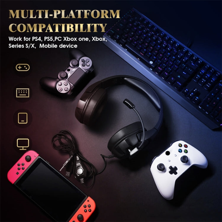 KOTION EACH G3000 3.5mm & USB Plug Stereo RGB Light Gaming Headset with Omni-directional Mic, Cable Length: 1.9m (Black) - Multimedia Headset by KOTION EACH | Online Shopping South Africa | PMC Jewellery | Buy Now Pay Later Mobicred