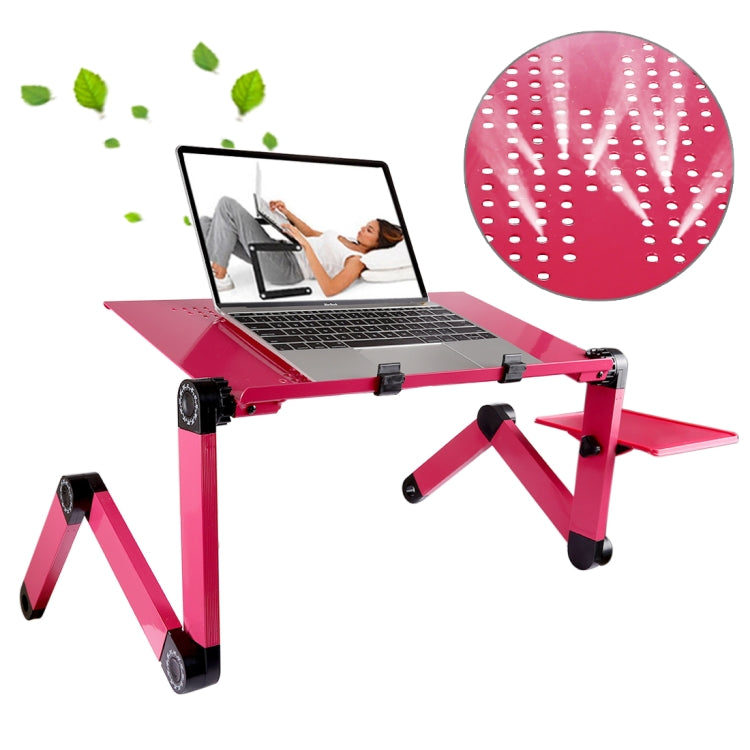 Portable 360 Degree Adjustable Foldable Aluminium Alloy Desk Stand with Mouse Pad for Laptop / Notebook, without CPU Fans(Magenta) - Laptop Stand by PMC Jewellery | Online Shopping South Africa | PMC Jewellery | Buy Now Pay Later Mobicred