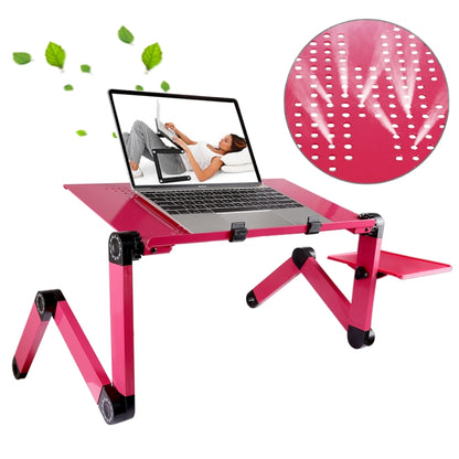 Portable 360 Degree Adjustable Foldable Aluminium Alloy Desk Stand with Mouse Pad for Laptop / Notebook, without CPU Fans(Magenta) - Laptop Stand by PMC Jewellery | Online Shopping South Africa | PMC Jewellery | Buy Now Pay Later Mobicred