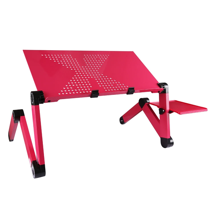 Portable 360 Degree Adjustable Foldable Aluminium Alloy Desk Stand with Mouse Pad for Laptop / Notebook, without CPU Fans(Magenta) - Laptop Stand by PMC Jewellery | Online Shopping South Africa | PMC Jewellery | Buy Now Pay Later Mobicred