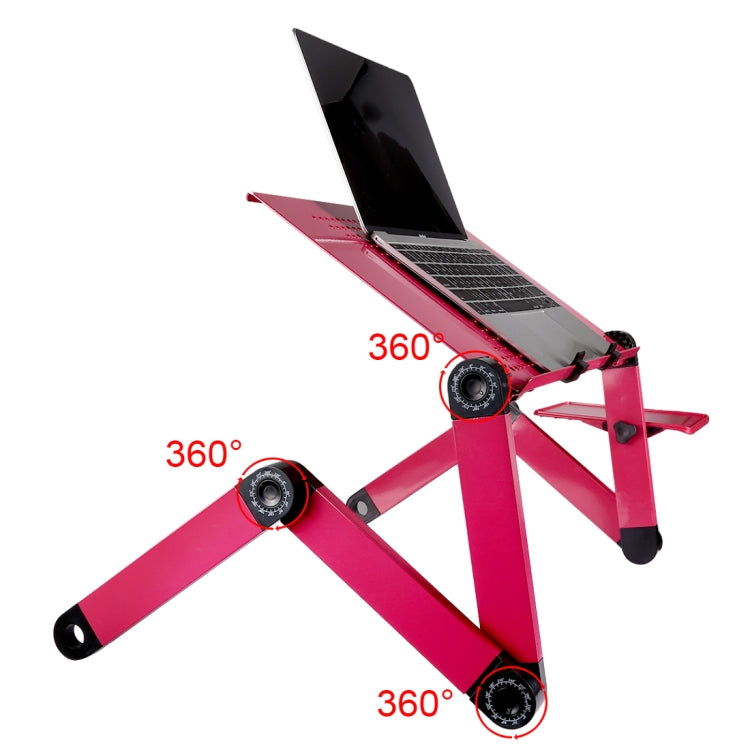 Portable 360 Degree Adjustable Foldable Aluminium Alloy Desk Stand with Mouse Pad for Laptop / Notebook, without CPU Fans(Magenta) - Laptop Stand by PMC Jewellery | Online Shopping South Africa | PMC Jewellery | Buy Now Pay Later Mobicred