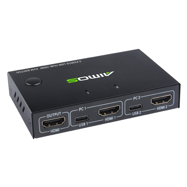 AIMOS AM-KVM201CC 2 Ports USB HUB HDMI KVM Switch without Extension Cable - Switch by PMC Jewellery | Online Shopping South Africa | PMC Jewellery | Buy Now Pay Later Mobicred