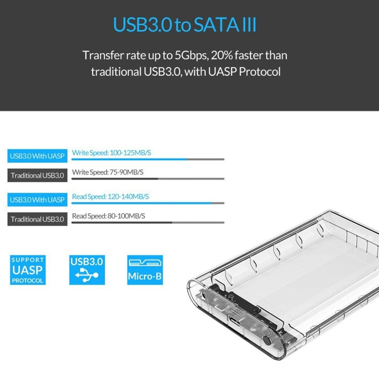 ORICO 3139U3 3.5 inch SATA HDD USB 3.0 Micro B External Hard Drive Enclosure Storage Case(Transparent) - HDD Enclosure by ORICO | Online Shopping South Africa | PMC Jewellery | Buy Now Pay Later Mobicred