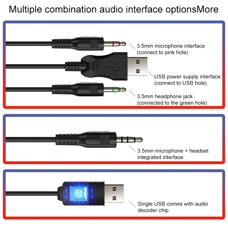 YINDIAO Q3 USB + Dual 3.5mm Wired E-sports Gaming Headset with Mic & RGB Light, Cable Length: 1.67m(White) - free shipping - PMC Jewellery - Order now!