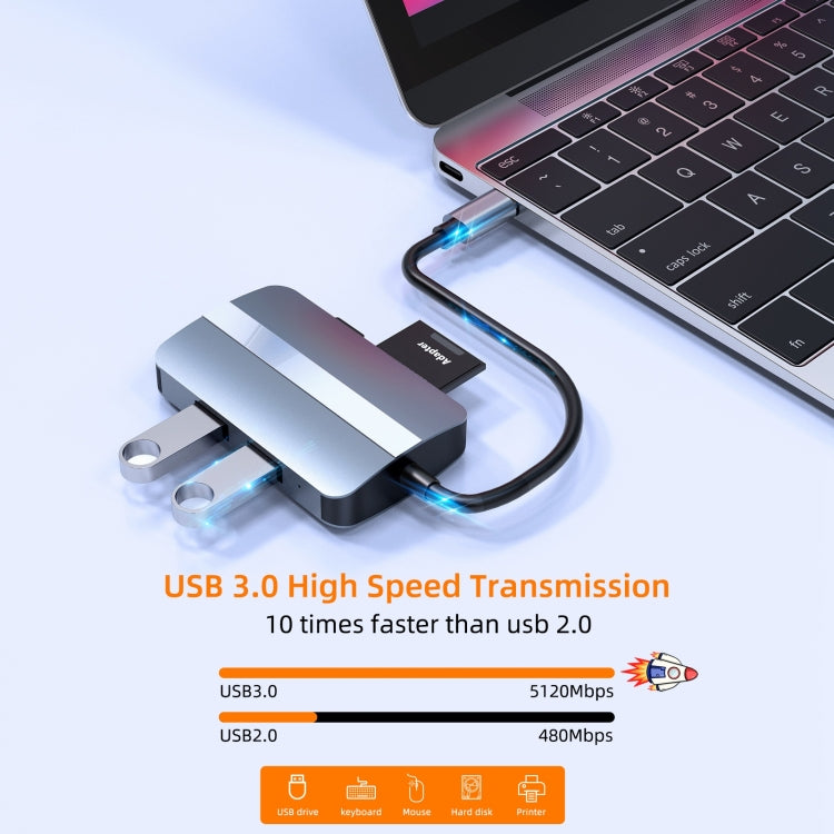 BYL-2112 5 in 1 USB-C / Type-C to USB Multifunctional Docking Station HUB Adapter - USB HUB by PMC Jewellery | Online Shopping South Africa | PMC Jewellery | Buy Now Pay Later Mobicred