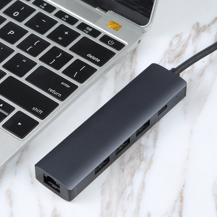 BYL-2302 5 in 1 USB-C / Type-C to USB Multifunctional Docking Station HUB Adapter with 1000M Network Port - USB HUB by PMC Jewellery | Online Shopping South Africa | PMC Jewellery | Buy Now Pay Later Mobicred