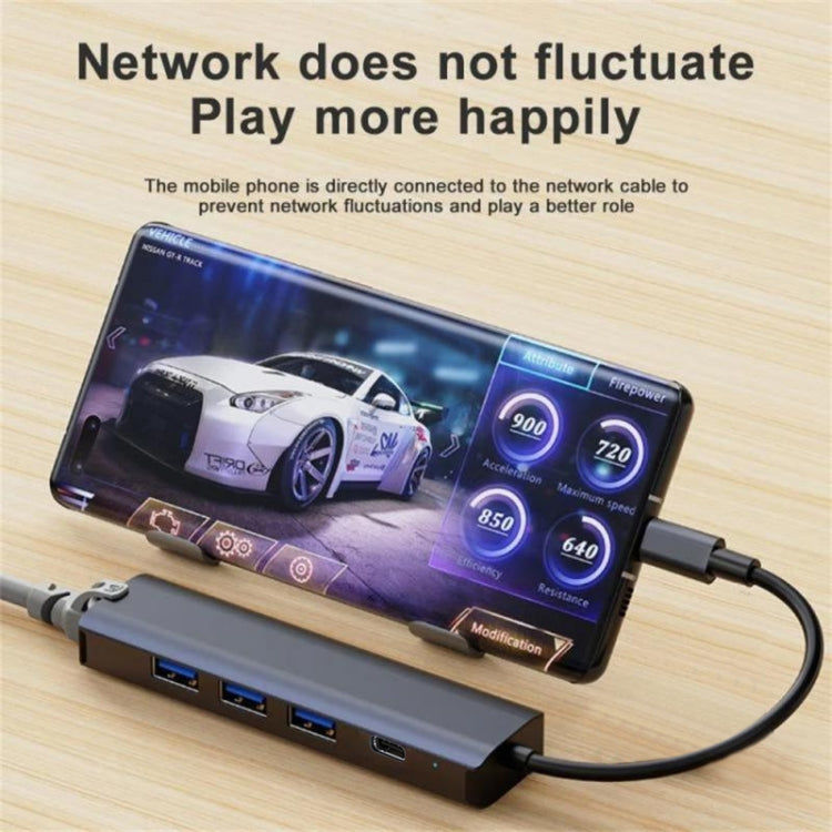 BYL-2302 5 in 1 USB-C / Type-C to USB Multifunctional Docking Station HUB Adapter with 1000M Network Port - USB HUB by PMC Jewellery | Online Shopping South Africa | PMC Jewellery | Buy Now Pay Later Mobicred
