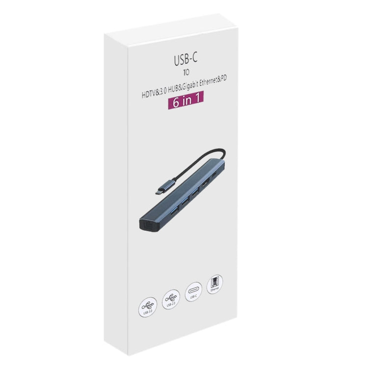 BYL-2210 6 in 1 USB-C / Type-C to USB Multifunctional Docking Station HUB Adapter with 1000M Network Port - USB HUB by PMC Jewellery | Online Shopping South Africa | PMC Jewellery | Buy Now Pay Later Mobicred