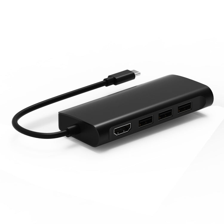 9591C 8 In 1 USB 3.0 x3 + SD / TF Card + HDMI + RJ45 + Type-C / USB-C (PD) Multi-function HUB Converter Dock Station (Black) - USB HUB by PMC Jewellery | Online Shopping South Africa | PMC Jewellery | Buy Now Pay Later Mobicred