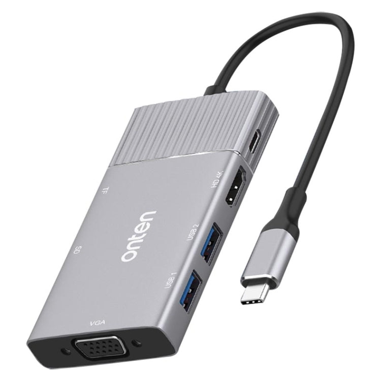 Onten 95113 8 In 1 USB 3.0 x2 + SD / TF + HDMI / VGA + 3.5mm Jack + Type-C / USB-C (PD 3.0) Multi-function HUB Converter Dock Station - USB HUB by Onten | Online Shopping South Africa | PMC Jewellery | Buy Now Pay Later Mobicred