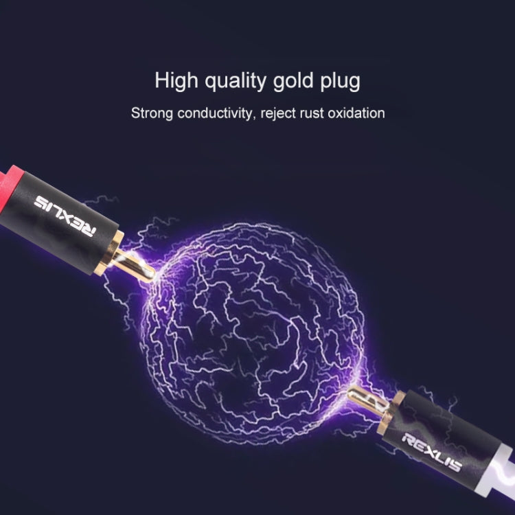REXLIS 3635 3.5mm Male to Dual RCA Gold-plated Plug Black Cotton Braided Audio Cable for RCA Input Interface Active Speaker, Length: 10m - RCA Cable by REXLIS | Online Shopping South Africa | PMC TechLife | Buy Now Pay Later Mobicred