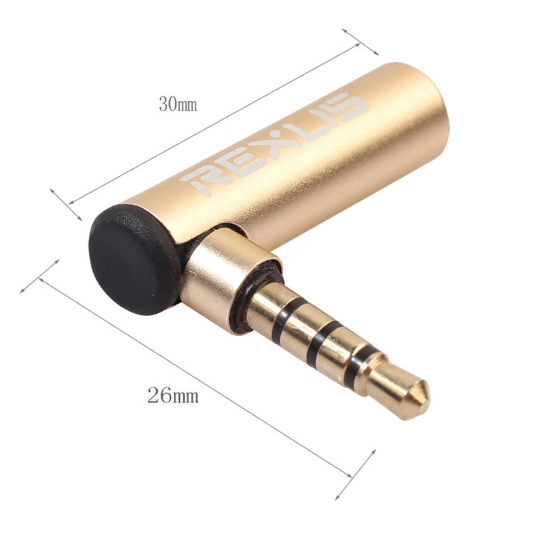 REXLIS BK3567 3.5mm Male + 3.5mm Female L-shaped 90 Degree Elbow Gold-plated Plug Gold Audio Interface Extension Adapter for 3.5mm Interface Devices, Support Earphones with Microphone - free shipping - PMc TechLife - Order now!
