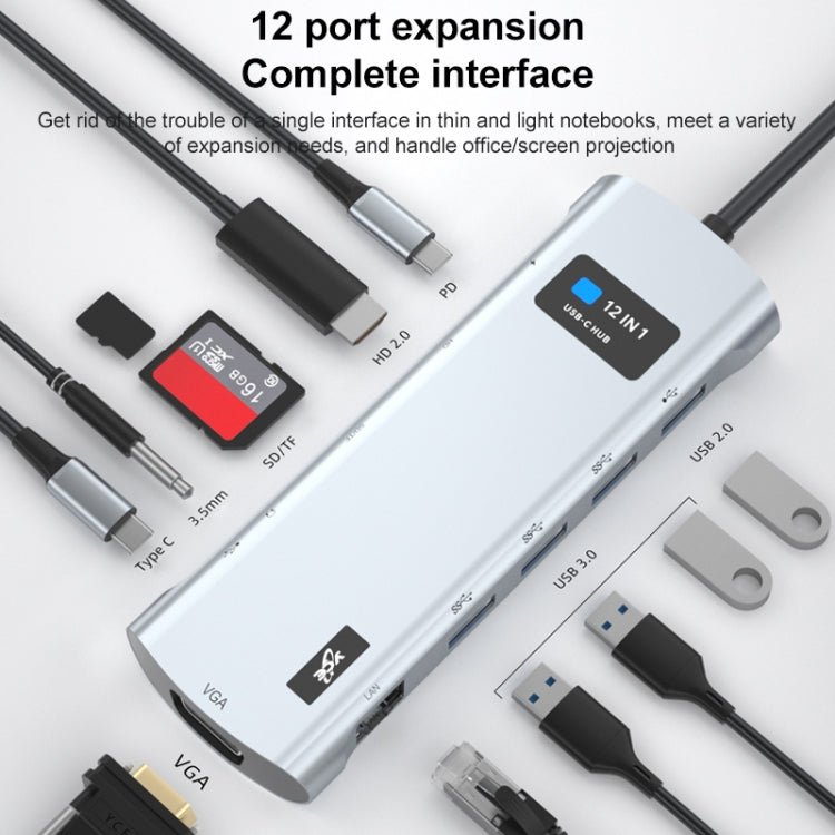 V261A 12 in 1 Elbow USB-C/Type-C to USB Digital Display Docking Station HUB Adapter - USB HUB by PMC Jewellery | Online Shopping South Africa | PMC Jewellery | Buy Now Pay Later Mobicred