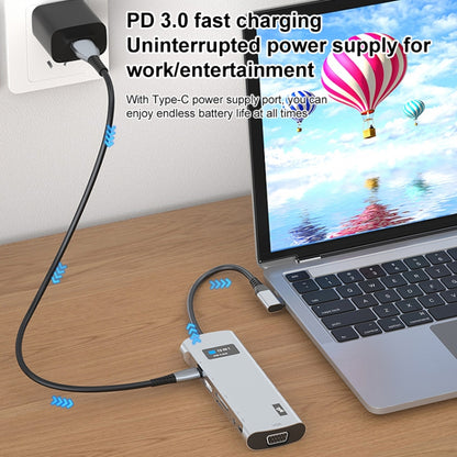 V261A 12 in 1 Elbow USB-C/Type-C to USB Digital Display Docking Station HUB Adapter - USB HUB by PMC Jewellery | Online Shopping South Africa | PMC Jewellery | Buy Now Pay Later Mobicred