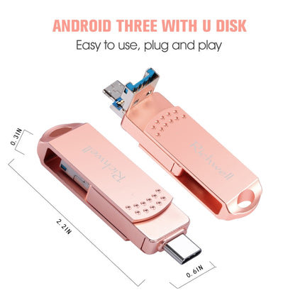 Richwell 3 in 1 16G Type-C + Micro USB + USB 3.0 Metal Flash Disk with OTG Function(Silver) - U Disk & Card Reader by Richwell | Online Shopping South Africa | PMC Jewellery | Buy Now Pay Later Mobicred