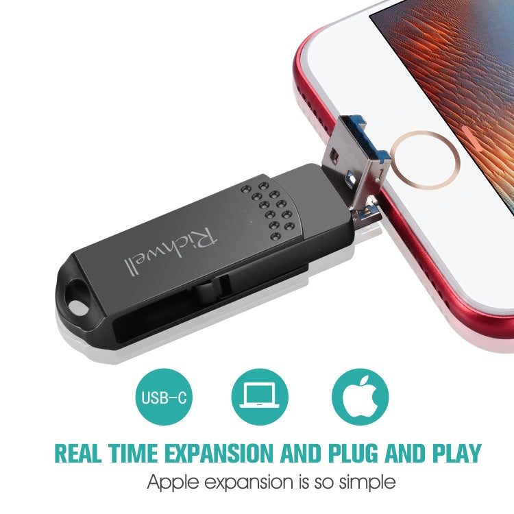 Richwell 32G Type-C + 8 Pin + USB 3.0 Metal Flash Disk with OTG Function(Rose Gold) - free shipping - PMC Jewellery - Order now!