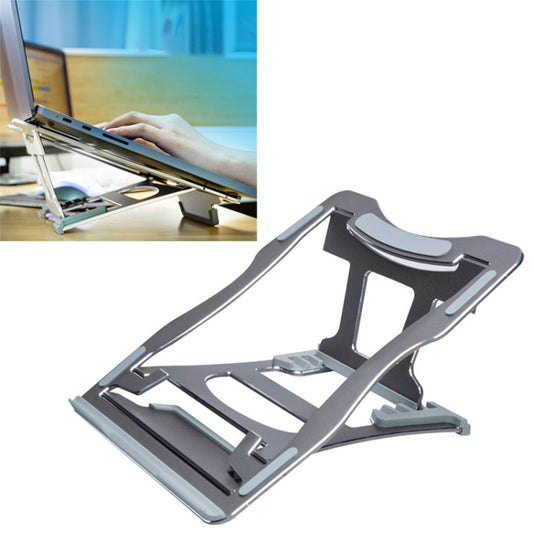 Aluminum Alloy Cooling Holder Desktop Portable Simple Laptop Bracket, Six-stage Support, Size: 21x26cm (Black Grey) - Laptop Stand by PMC Jewellery | Online Shopping South Africa | PMC Jewellery | Buy Now Pay Later Mobicred