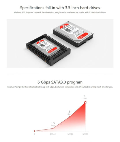 ORICO 1125SS SATA 3.0 Fast Transfer Speed 2.5 to 3.5 inch Hard Drive Caddy / Convertor Enclosure(Black) - Caddies & Enclosures by ORICO | Online Shopping South Africa | PMC Jewellery | Buy Now Pay Later Mobicred