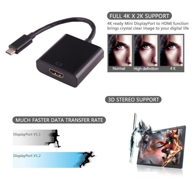 USB-C / Type-C 3.1 Male to HDMI female Adapter Cable, Length: About 10cm, For Galaxy S9 & S9 + & S8 & S8 + & Note 8 / HTC 10 / Huawei Mate 10 & Mate 10 Pro & P20 & P20 Pro / MacBook 12 inch / MacBook Pro - Cable & Adapter by PMC Jewellery | Online Shopping South Africa | PMC Jewellery | Buy Now Pay Later Mobicred
