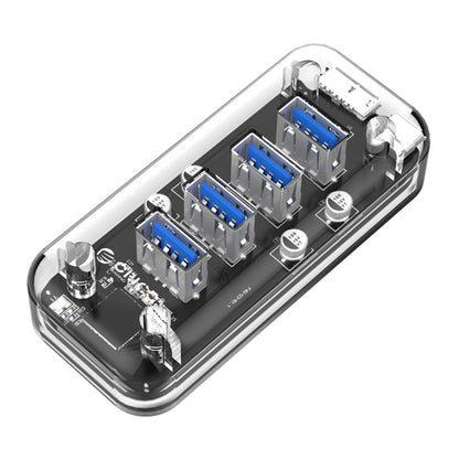 ORICO F4U 4 x USB 3.0 Ports 5Gbps Fast Transmission Desktop HUB with Blue LED Indicator Light(Transparent) - USB 3.0 HUB by ORICO | Online Shopping South Africa | PMC Jewellery | Buy Now Pay Later Mobicred