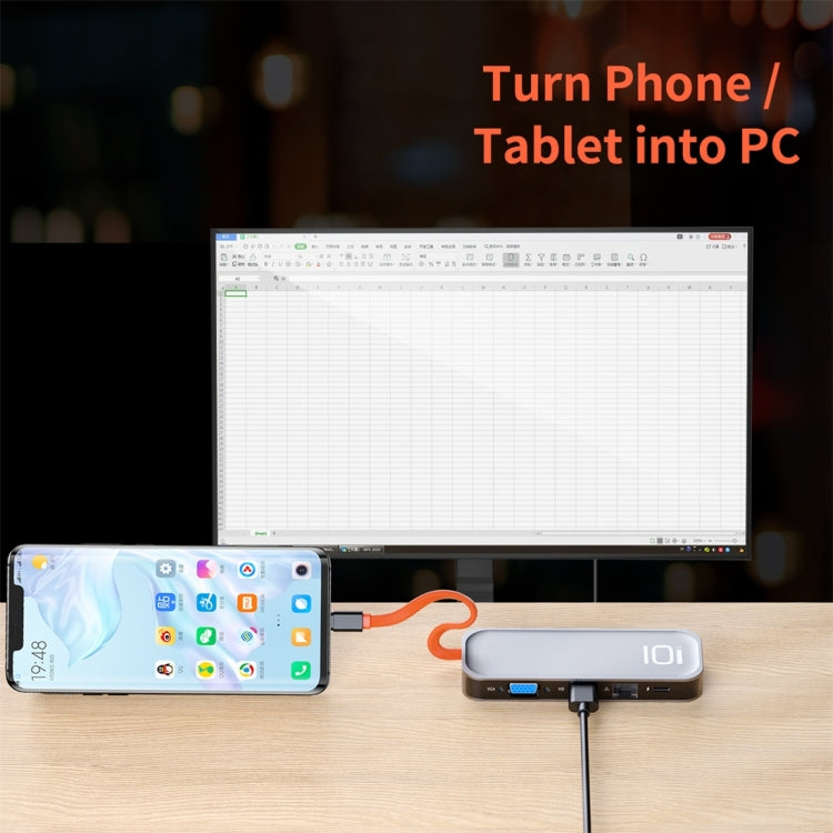 ROCK TR01 10 In 1 Type-C / USB-C to HDMI + VGA Multifunctional Extension HUB Adapter(Silver) - free shipping - PMC Jewellery - Order now!