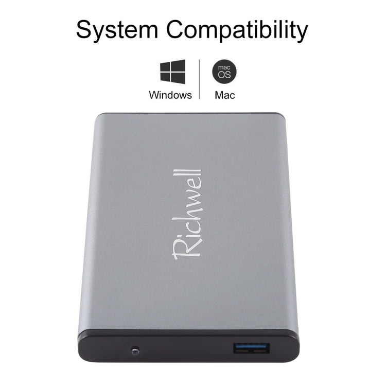 Richwell SATA R2-SATA-1TGB 1TB 2.5 inch USB3.0 Super Speed Interface Mobile Hard Disk Drive(Grey) - External Hard Drives by Richwell | Online Shopping South Africa | PMC Jewellery | Buy Now Pay Later Mobicred