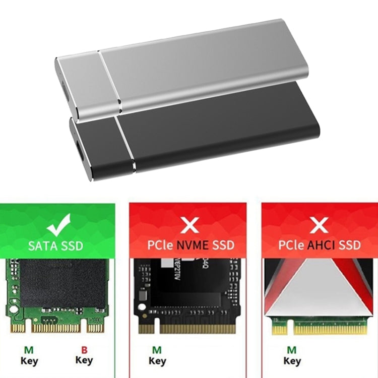 M.2 NGFF to USB-C / Type-C USB 3.1 Interface Aluminum Alloy SSD Enclosure(Black) - HDD Enclosure by PMC TechLife | Online Shopping South Africa | PMC TechLife | Buy Now Pay Later Mobicred