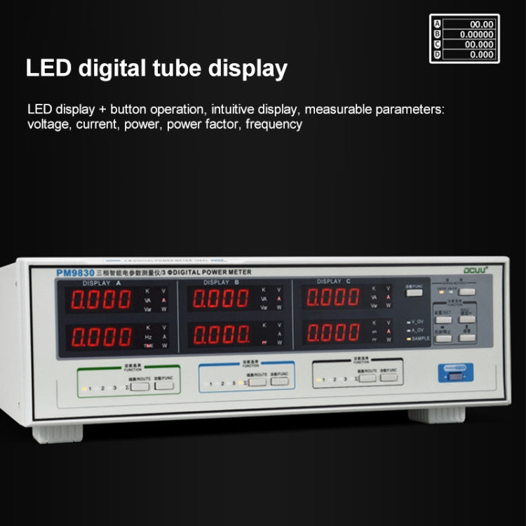 DCUU PM9830 500V 80A Three Phase Digital AC Voltage Current Power Factor & Power Meter (US Plug) - Current & Voltage Tester by PMc TechLife | Online Shopping South Africa | PMc TechLife | Buy Now Pay Later Mobicred