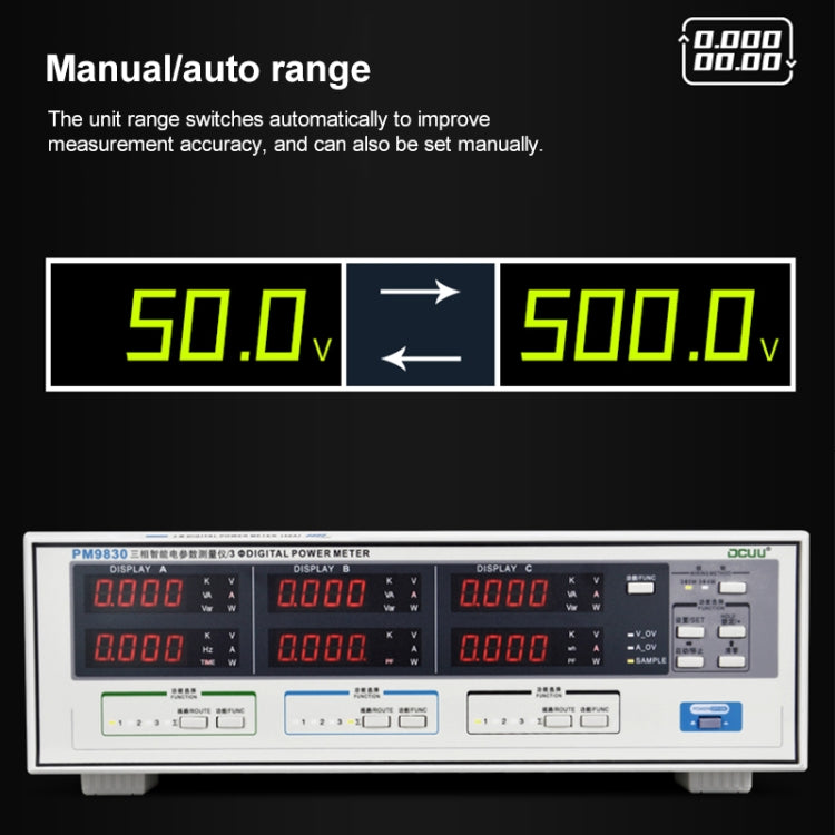 DCUU PM9830 500V 80A Three Phase Digital AC Voltage Current Power Factor & Power Meter (US Plug) - Current & Voltage Tester by PMc TechLife | Online Shopping South Africa | PMc TechLife | Buy Now Pay Later Mobicred