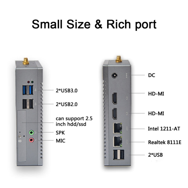 K660S Windows and Linux System Mini PC without Memory & SSD & WiFi, Intel Celeron Processor N2840 Quad-Core 1.83- 2.25GHz - Windows Mini PCs by PMC TechLife | Online Shopping South Africa | PMC TechLife | Buy Now Pay Later Mobicred