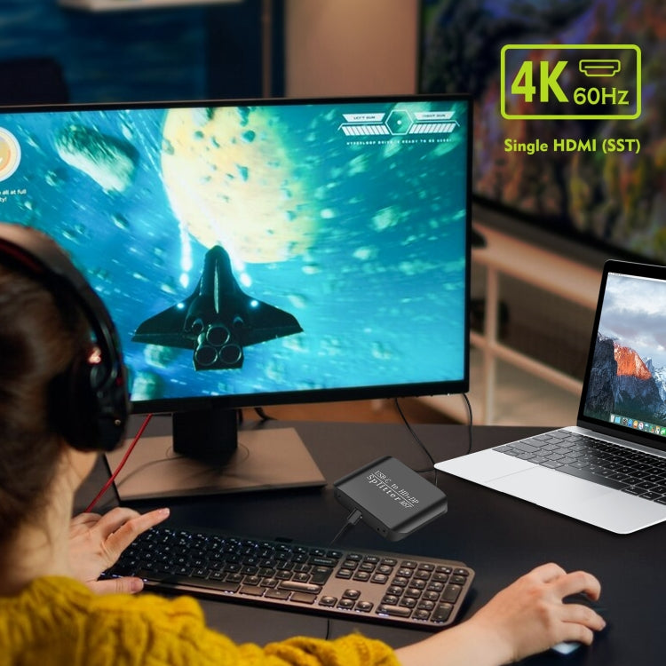 NK-E60 Type-C / USB-C To HDMI, DP DisplayPort Splitter MST / SST Monitor Switcher (Black) - Switch by PMC TechLife | Online Shopping South Africa | PMC TechLife | Buy Now Pay Later Mobicred
