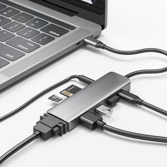 TS08 8 in 1 PD + HDMI + VGA + AUX + USB3.0 + USB2.0 + SD + TF to USB-C / Type-C HUB Adapter - USB HUB by PMC Jewellery | Online Shopping South Africa | PMC Jewellery | Buy Now Pay Later Mobicred