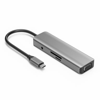 TS08 8 in 1 PD + HDMI + VGA + AUX + USB3.0 + USB2.0 + SD + TF to USB-C / Type-C HUB Adapter - USB HUB by PMC Jewellery | Online Shopping South Africa | PMC Jewellery | Buy Now Pay Later Mobicred